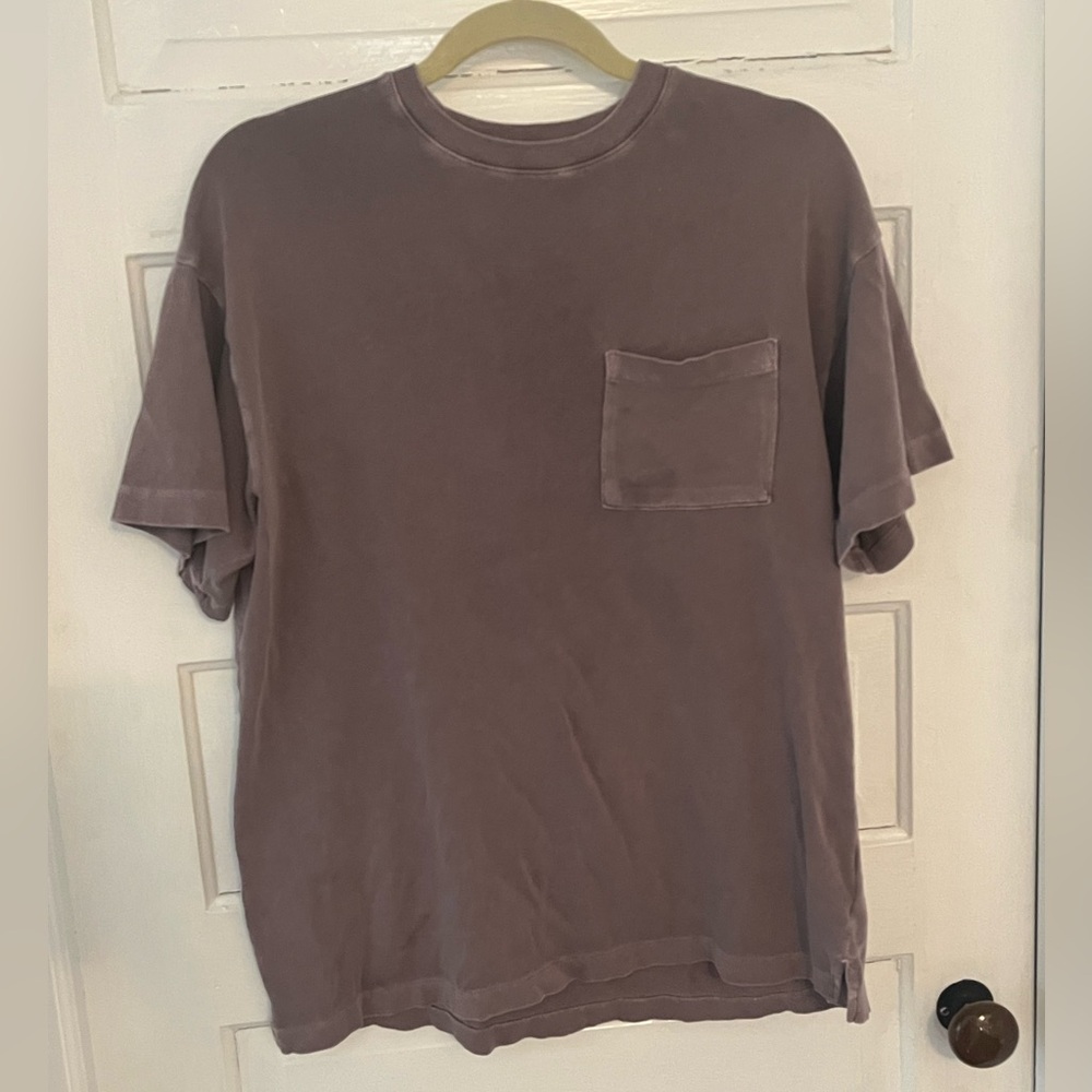 Madewell Purple Oversized Pocket Crewneck T-Shirt in Purple